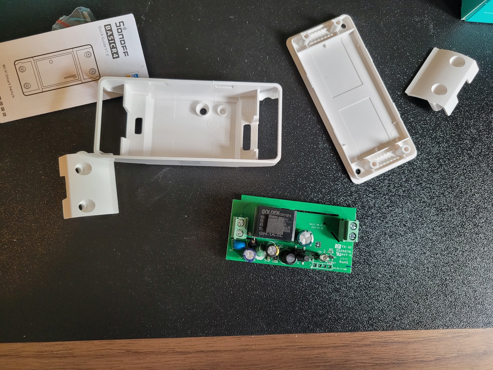 Opened Sonoff Basic R4 showing internal PCB